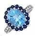 Ring With 4.21ctw Precious Stones - Genuine Diamonds, Sapphires and Topaz Crafted in White Gold - Certificate Available.
