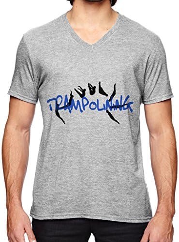 Alisoon Cool Mens T-Shirts Gymnastics Somersault Trampoline V Neck Shirt Men Grey Small