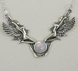 Delightful Double Fairies Accented With Genuine Rainbow Moonstone ...Why Be Ordinary?