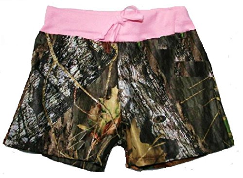 JLCK Mossy Oak Camo & Pink Girls Shorts Silky Polyester 4t-14