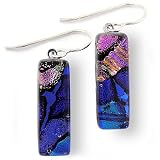Dichroic Glass Dangle Earrings in "Midnight" by Modern Artisans