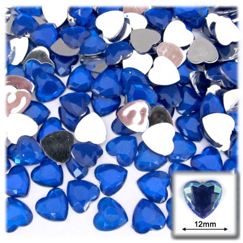 The Crafts Outlet 144pc Rhinestones Heart 12mm - Flatback Royal Blue RBL