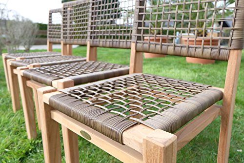 4Stück ECHT TEAK Design Rattan Sessel Gartensessel ...