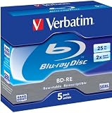 Produkt-Bild: Verbatim Rohlinge BD-RE 25 GB 2fach, 5 St&uuml;ck, White Blue Surface