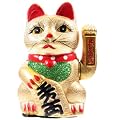 Maneki Neko Winkekatze gold 17cm aus Keramik