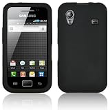 Supergets High Quality And Stylish Black Bumper Silicone Case For Samsung Galaxy Ace Include Screen Protector And Polishing Cloth: samsung galaxy
