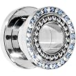 7/16" Stainless Steel L. Blue Clear Gem Ball Bearing Screw Fit Tunnel