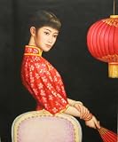 Hand Painted Chinese Contemporary Art Painting - Asian Lady in Red