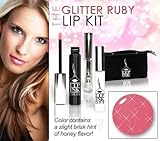 LIP INK Organic Vegan 100% Smearproof Glitter Ruby Lip Stain Kit