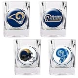 St. Louis Rams - 4 Piece Square Shot Glass Set w/Individual Logos