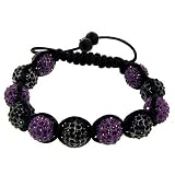 Black & purple bling crystal disco ball Buddhist shamballa bracelet