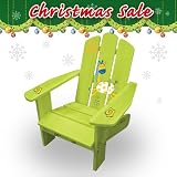 Lohasrus Xmas Gift - Kids Adirondack Chair CC-15002, Green giraffe image, for ages 2 to 5, Free Drawing Book.