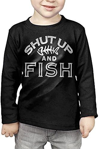 Kids Style Shut Up And Fish Fishing Lover Long-Sleeves Tee Shirt.