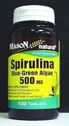 Mason Vitamins Spirulina Blue-Green Algae 500Mg Tablets, 100-Count Bottles (Pack of 3)