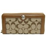 コーチ COACH  財布　ラウンドファスナー長財布 カーキ×ブラウン キャンバス f46031skhto