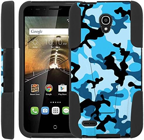 CaseAVE [NOVA SERIES] Rugged Dual Layer Hybrid Hard Soft rubber Protective Case [Non-Slip] Cover drops and impacts Resilient [ Blue Comoflage ] for Alcatel OneTouch Conquest 7046T