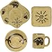 MARA STONEWARE COLLECTION - 16 Piece (4 Person) Odd Shaped Dinnerware Place Setting - Southwest, Gecko, Bear, Sun