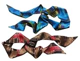 L. Erickson USA Elastic Loop Headband 100% Silk Charmeuse - Brush Strokes