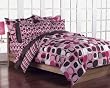 Girls Teen Geometric Pink and Brown Comforter Set
