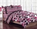 Girls Teen Geometric Pink and Brown Comforter Set