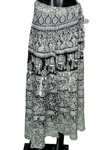 India Skirt-designer Women's Cotton Elephant Block Print Skirt Summer Spring Dress India Size 36 Inches
