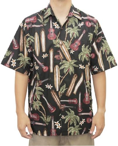 Go Barefoot Mens Palm Ukulele Peached Cotton Shirt