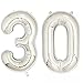 40inch Silver Foil 30 Helium Jumbo Digital Number Balloons, 30th Birthday Decoration for Women or Men, 30 Year Old Birthday Party Supplies