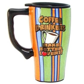 Coffee Drinkers Ceramic Travel Mug by Spoontiques Creative Ventures