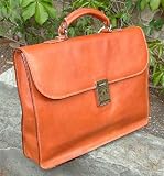 Brown Legal Size Calfskin Briefcase with Detachable Shoulder Strap