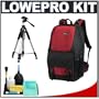 Lowepro Fastpack 350 Backpack Digital SLR Camera Case (Red) + Tripod + Accessory Kit for Canon Rebel T3, T3i, T1i, T2i, EOS 60D, 5D, 7D, Nikon D3000, D3100, D5000, D5100, D7000, D300s, Olympus Evolt E-5, E-30, E-620 & Sony Alpha A560, A580, A33, A35, A55
