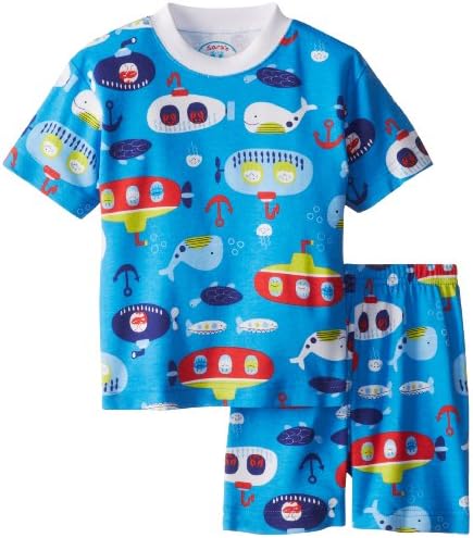 Sara's Prints Boys 8-20 Boy's Short Pajamas, Deep Blue Sea, 12