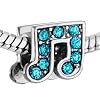 Blue Crystal Music Notation Beads Fits Pandora Charm Bracelet