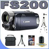 Canon FS200 Flash Memory Camcorder w/37x Optical Zoom (Evening Blue) BigVALUEInc Accessory Saver Bundle
