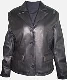 40333 Genuine Black Soft Supple Light Lambskin Real Leather Classic Traditional Short Blazer Jacket - Notched Lay Down Collar - Button Front - Flap Pocket with Silky feel Pocket Lining - Nylon Lined - Regular Fit - No Insulation - Petite Regular Plus Size
