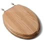 Comfort Seats C1B1E-17BR Designer Solid Wood Toilet Seat with PVD Brass Hinges, Elongated, Oak