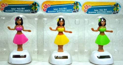 Plastic Solar-powered Dancing Hula Girls (3 Assorted Colors)