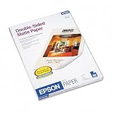 Epson Double-Sided Matte Inkjet Paper, 97 Brightness, 45 lb, Letter Size, White, 50 Sheets (S041568)