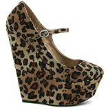 Spy Love Buy Suede Style Wedge Heel Platform Mary Jane Court Shoes 'Diana'