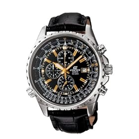 Casio Edifice - EF-527L-1AVEF - Montre Homme - Quartz Analogique - Chronographe - Bracelet en Cuir Noir - Dateur