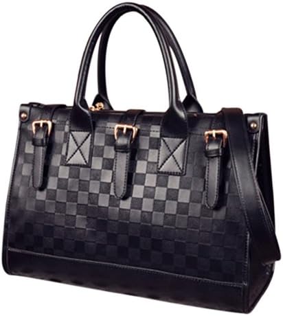 VonFon Bag Work Place Checkerboard Shoulder Messenger Bag Black