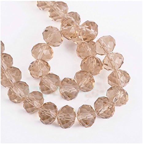 Rondelle Faceted Crystal Glass Loose Spacer Beads(Light Champagne) Wholesale 3mm/4mm/6mm/8mm/10mm (10x7mm 15pcs)