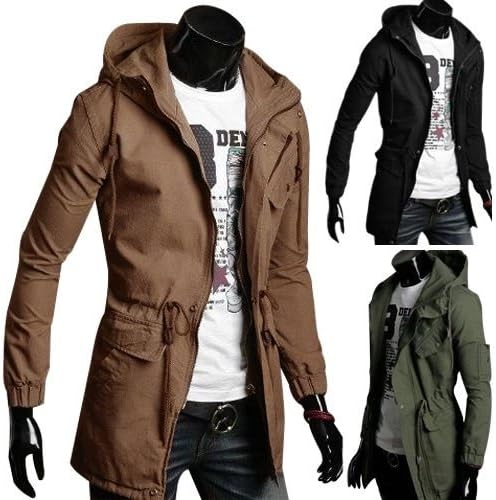 GMM VTG MILLTARY Men Slim Winter Hooded Coat Windbreaker Cotton Jackets Hoodies Parka Tops Casual Sport Tops Army green M