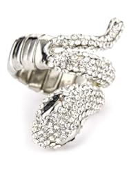 RAIN Silver and Crystal Snake Adjustable Ring