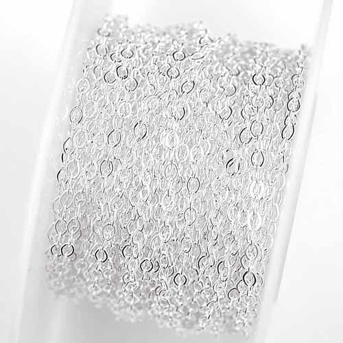 Chainologie Silver-Plated Chain _#72: 2.25x1.75mm Tiny Flat Cable Chain (per 25-foot spool)