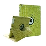 FINTIE&Acirc;&reg; (Crocodile Green) 360 Degree Rotating Stand Smart Cover PU Leather Case for the new iPad 3 / iPad 2