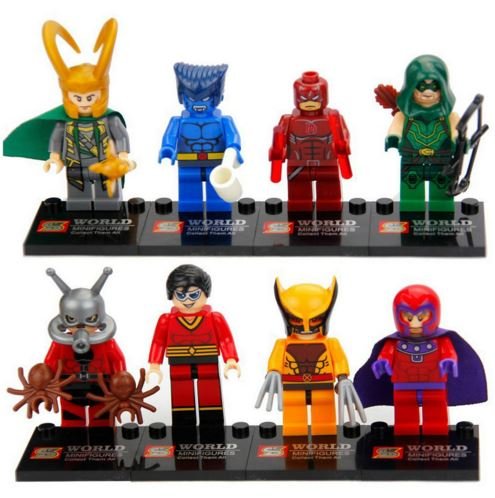 BuildingBricksBlock Loki/Daredevil (MattMurdock)/Antman/GreenArrow/Magneto/Wolverline Minifigures ActionFigure Assemble Without Box