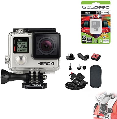 GoPro Hero4 Hero 4 12MP Full HD 4K 30fps 1080p 120fps Built-In Wi-Fi Waterproof Wearable Camera Black Adventure Edition (Capture PRO + 8GB)