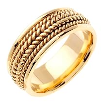 14K Yellow Gold Braided Mens Wedding Band Ring 8mm