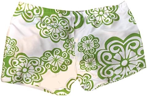 Low Rise Dance Shorts - White and Lime Floral Deco Adult Small