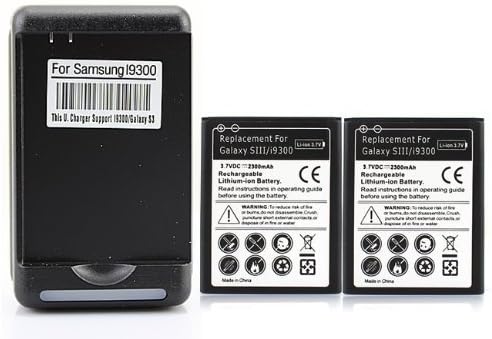 eHometown External Wall Car Battery Charger for Samsung Galaxy S3 I9300+2 PCS 2300mah Samsung Galaxy S3 I9300 Batteries